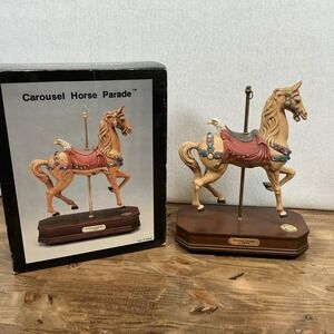 Vintage Ceramic Carousel Horse Parade Music Box Limited Edition American #184420